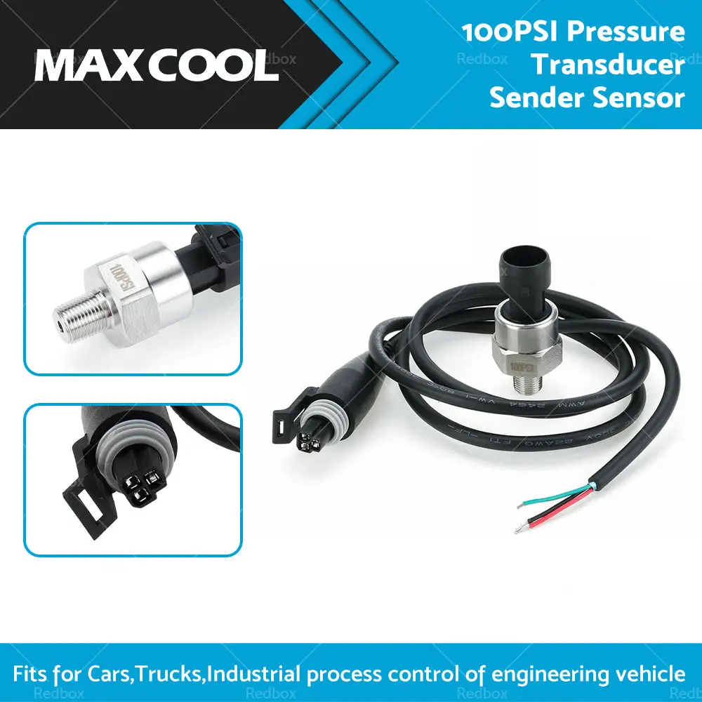 Buy 100PSI stainless steel oil fuel air pressure transducer sender sensor with 5V 1 or 8NPT fitting by Kaka Auto Parts Produc