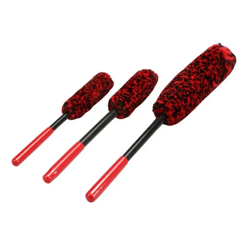 Set of 3 Wheel Woolies Luxury Super Plush Soft Alloy Wheel Cleaning Brush Kit