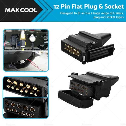 Pair 12 Pin Plug and Socket Connectors Suitable For Trailer Camper Caravan 4WD