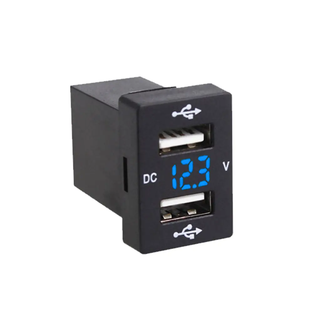 Dual USB Charger + Volt Meter Suitable For Toyota Hilux Prado Blue LED 12V 4.2A - Image 2