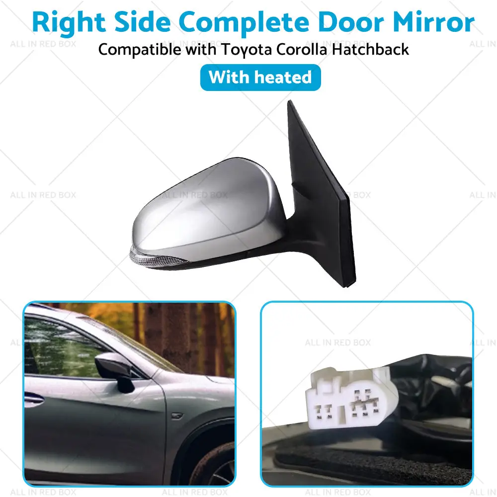 Door Mirror Suitable for Toyota Corolla ZRE182 12-18 Hatch Right Silver Heated - Image 4