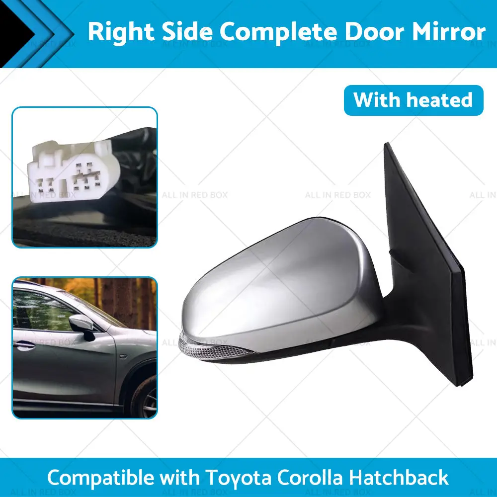 Door Mirror Suitable for Toyota Corolla ZRE182 12-18 Hatch Right Silver Heated - Image 2