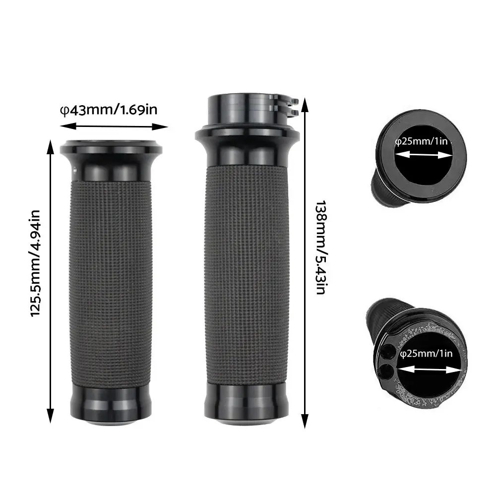 1-inch Pair Black Hand Grip Handle Bar Suitable For Harley-Davidson Touring 2000-2020 / Dyna 2000-2017 / Sportster 2004-2020 - Image 2