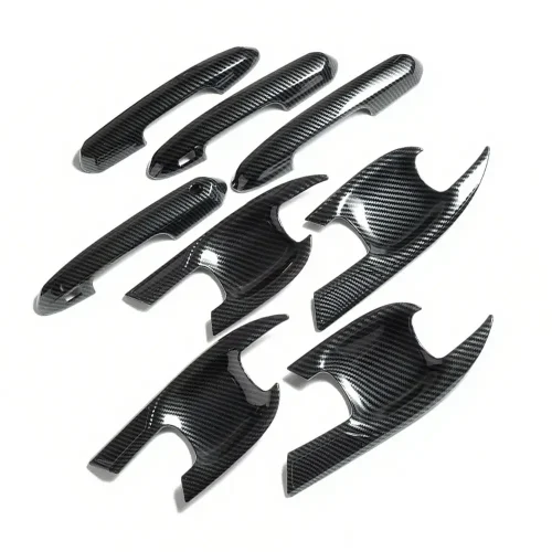 Carbon Fiber Look Door Handle Bowl Strip Covers Suitable for Toyota Kluger 2021–2025